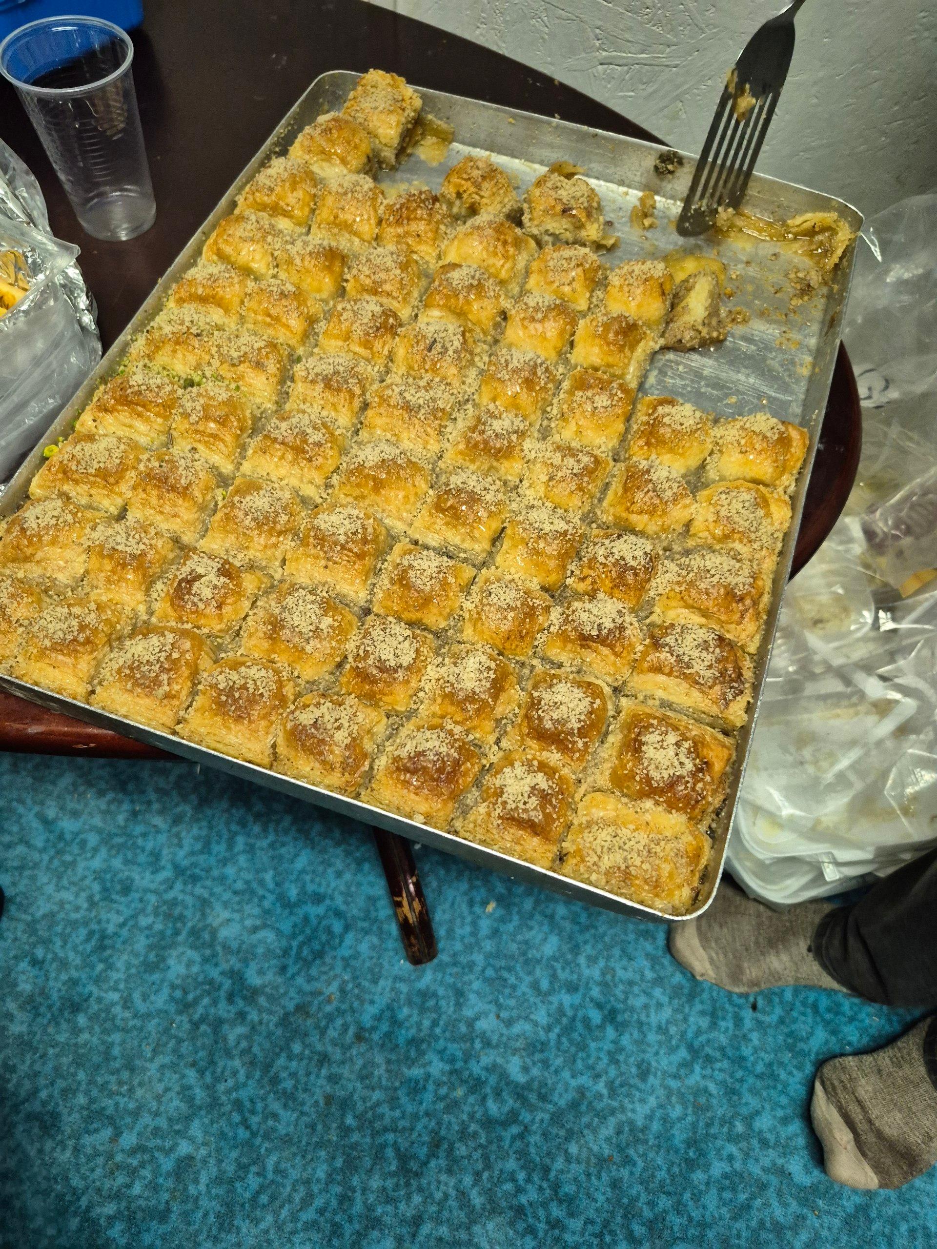 Food prepared to share at the mosque