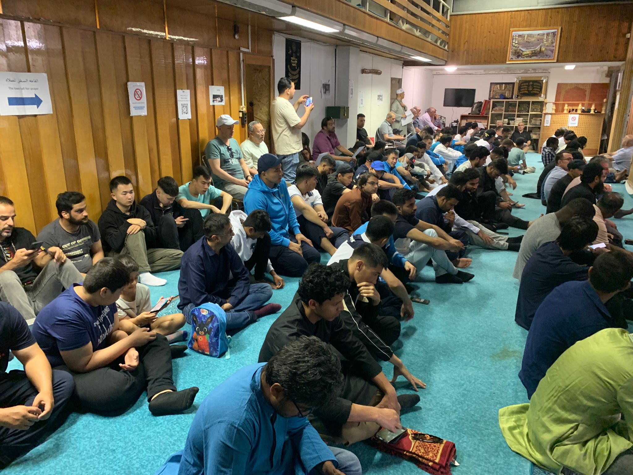 Community seated in the mosque during Jumuah